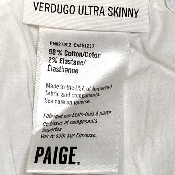 NWT Paige Verdugo Mid Rise Ultra Skinny Jean White Distressed - Picture 8 of 9